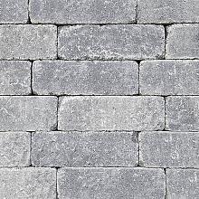 Antieke trommelsteen longstone 31,5x10,5x7 cm grijs-zwart