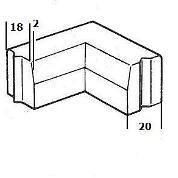 Hoekstuk 18/20x25 cm 90° inw. VB