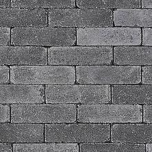 Antieke trommelsteen dikformaat 21x7x8 cm antraciet